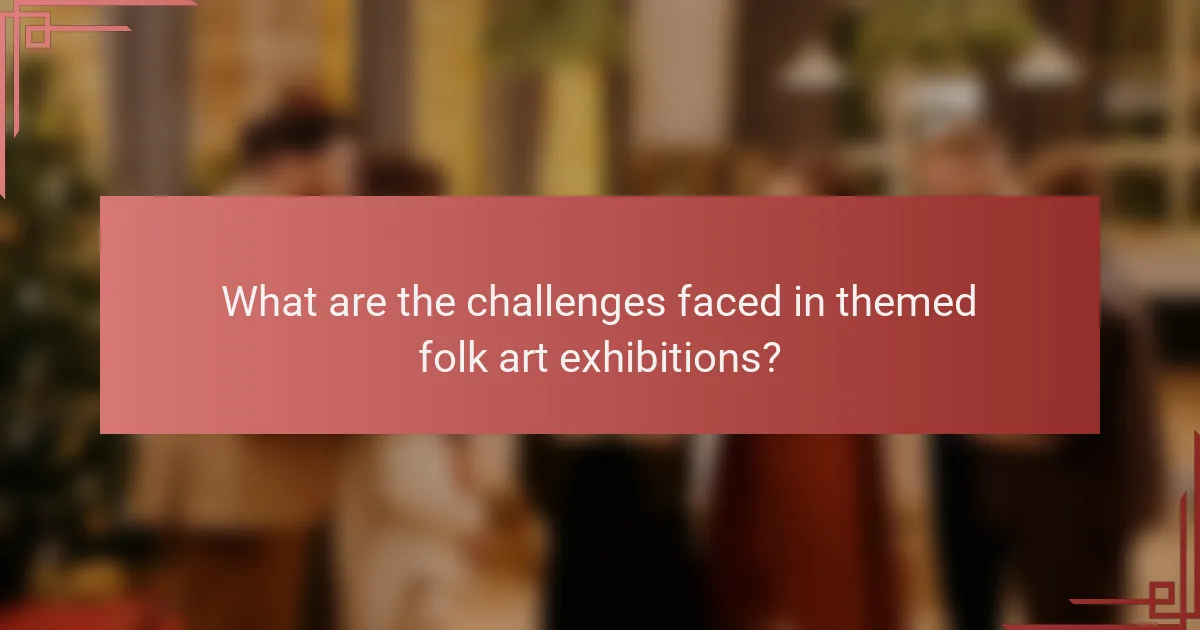 What are the challenges faced in themed folk art exhibitions?