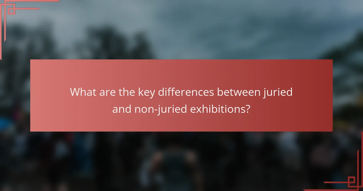 What are the key differences between juried and non-juried exhibitions?